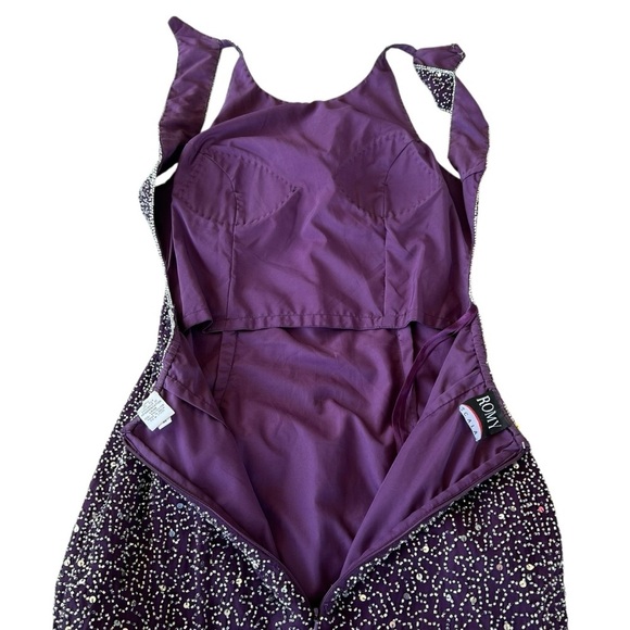 VTG 90s Romy Scala 100% Silk Beaded Formal Backless Maxi Dress Plum Purple Med - Picture 10 of 17